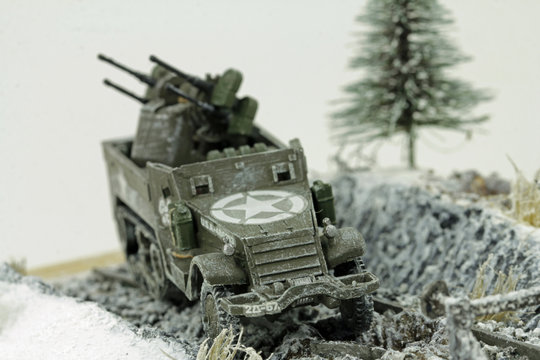 diorama, us halftruck mit flak