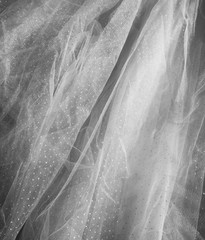 Black and white photo of Vintage tulle chiffon. wedding concept
