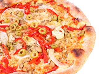 Italian vegetarian pizza on white background