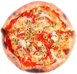 Italian vegetarian pizza on white background