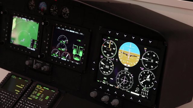 Close up of helicopter simulator panel 