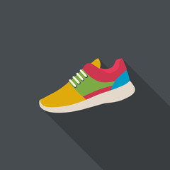 Sneaker flat design with long shadow.