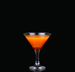 Glasses of organic juices isolated on the black