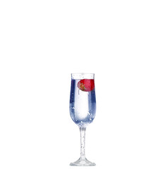 Strawberry splash in a cocktail glass on white