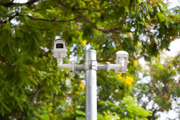 CCTV cameras on a pole