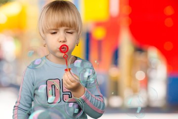 Bubble Wand, Child, Blowing.