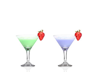 Two martini glasses with colored cocktails - hurray !!