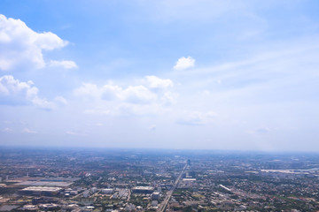 Fototapeta premium view from the window when airplane flying in the cloud