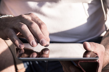 Touching the screen of a digital tablet