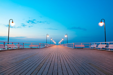 Pier at dawn in Gdynia, Poland