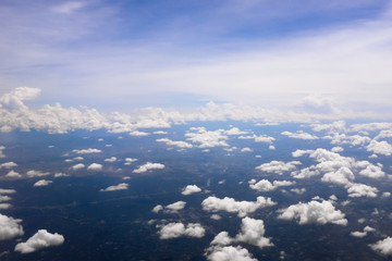 Fototapeta premium view from the window when airplane flying in the cloud