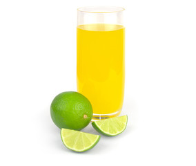 Fresh lime juice isolated on white background