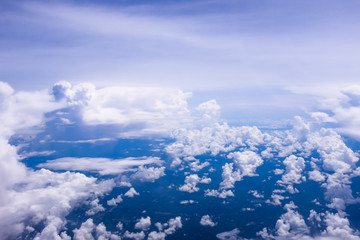 Fototapeta premium view from the window when airplane flying in the cloud