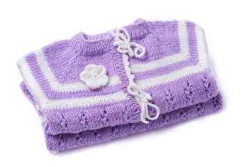 Knitted jacket for the baby isolated on a white background