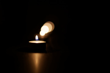 Candles burning in the darkness