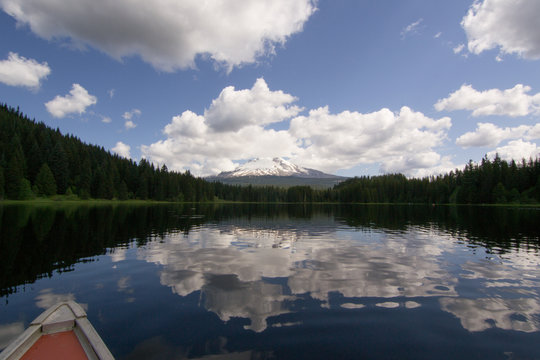 Canoeing on Trillium Lake, Oregon