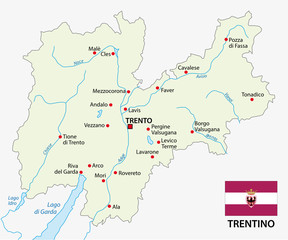 trentino map with flag