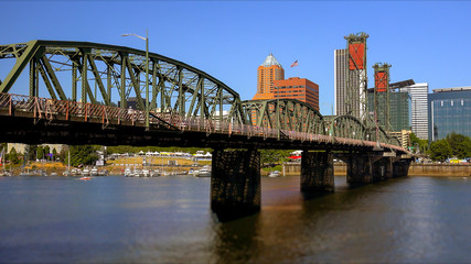 Hawthorne Bridge Over Willamette River in Portland