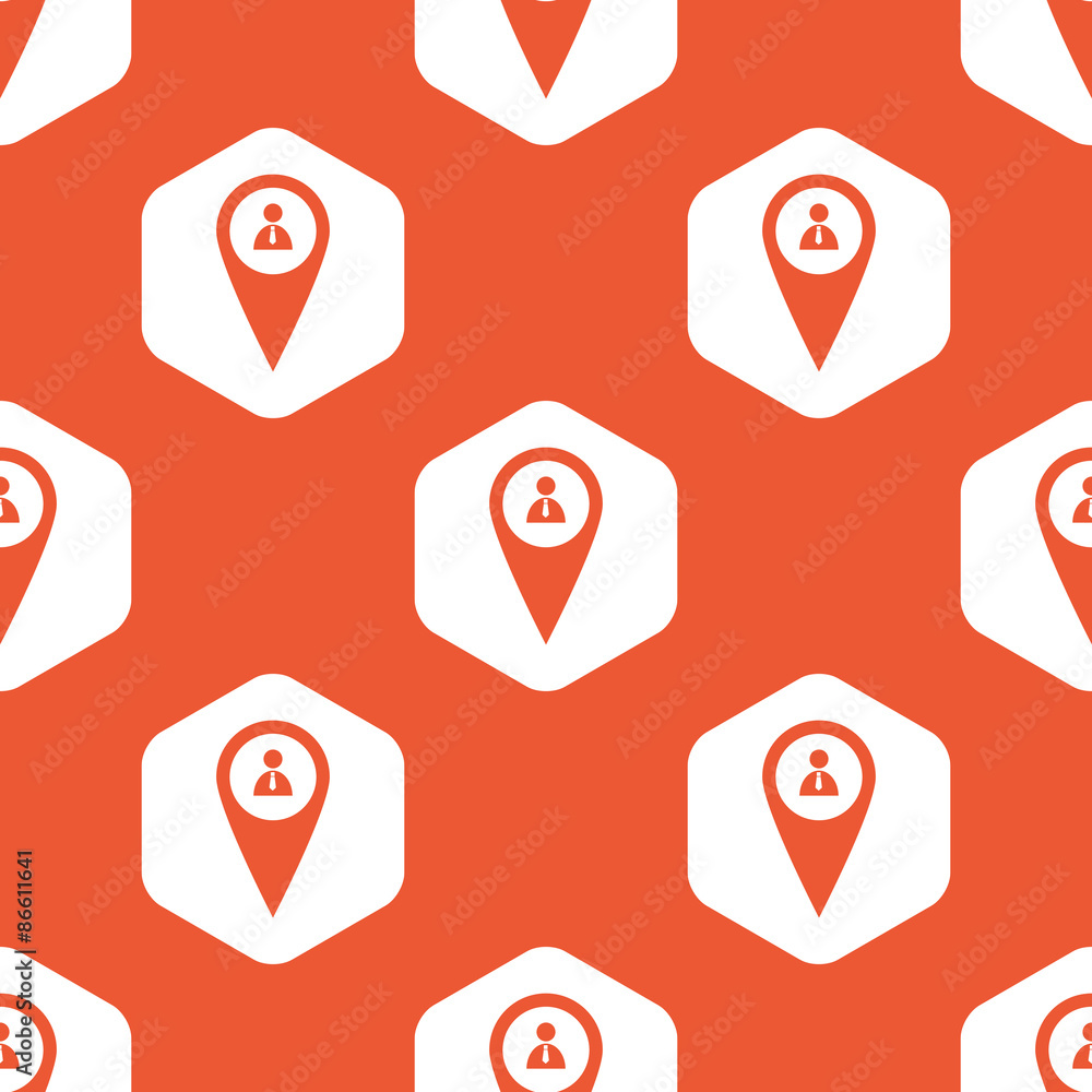 Poster orange hexagon person pointer pattern
