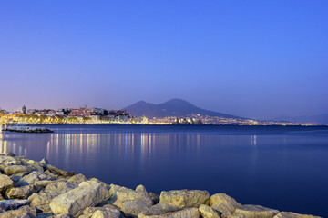 Port of Naples with Mount Vesuvius in the background
