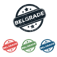 Round Belgrade city stamp set