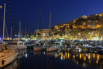 Yachts anchored in harbor in Naples, Italy