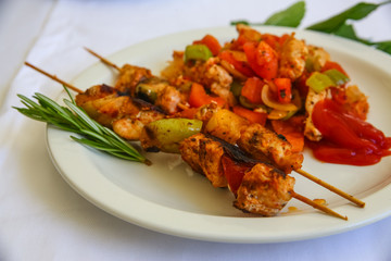 Bbq with meat and vegetables