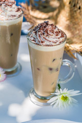 Delicious coffee in sunny garden