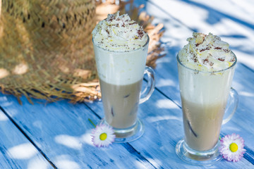 Sweet latte in summer