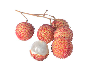 Lychee fruit on white background