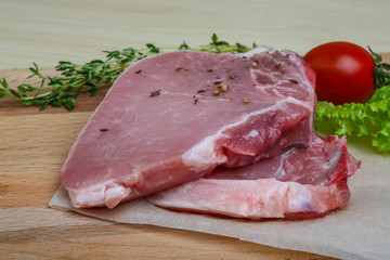 Raw pork steak