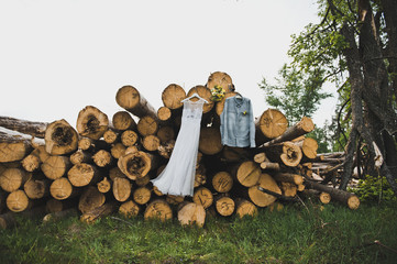 The white dress hangs in the wood 3081.