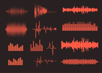 Sound waves set. Music background. EPS 10 vector file included