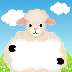 Background with sheep and label