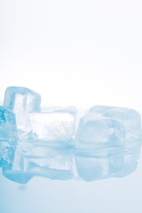 Ice cubes on a white background