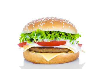 Hamburger on white background