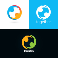 team work logo design icon set background