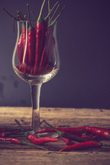 Pile of chilli vintage color