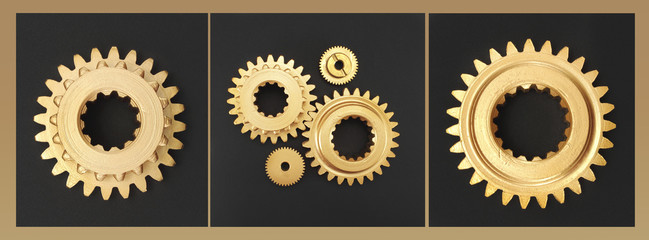gear gold  black background