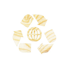 wooden texture with recycle symbol