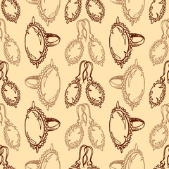 Doodle jewelry sketch ring earrings vintage vector seamless pattern texture background