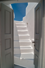 Traditional greek door on Santorini island, Greece