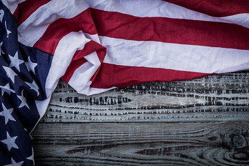 American flag on wood background ( Filtered image processed vint