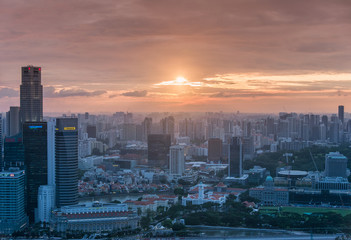 Naklejka na ściany i meble Panorama of Singapore skyline downtown
