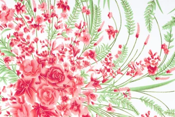 Foto op Canvas vintage style of tapestry flowers fabric pattern background © peekeedee
