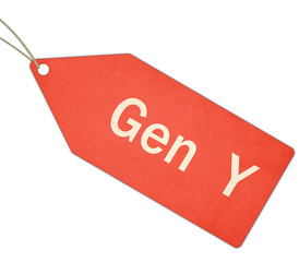 Gen Y red tag label with string