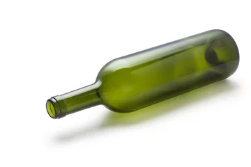 Zelfklevend Fotobehang Alcohol Empty green glass wine bottle