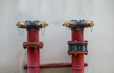 Hydrant with water hoses and fire extinguish equipment