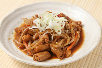 もつの辛味噌炒め