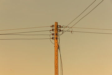 Energy and Technology, Electrical Post with Power Line Cables.